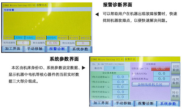 報警診斷界面和系統(tǒng)參數(shù)界面